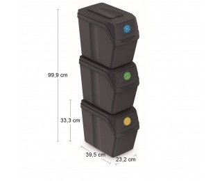 Odpadkový kôš na triedený odpad (3 ks) ISWB20S3 20 l - antracit Odpadkový kôš na triedený odpad (3 ks) ISWB20S3 20 l - antracit