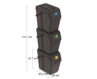Odpadkový kôš (3 ks) na triedený odpad ISWB25S3 25 l - antracit Odpadkový kôš na triedený odpad (3 ks) ISWB25S3 25 l - antracit