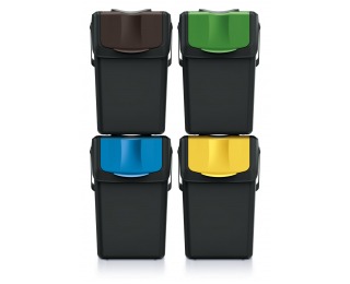Odpadkový kôš na triedený odpad (4 ks) ISWB25S4 25 l - čierna / kombinácia farieb