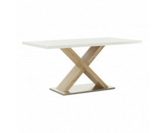 Jedálenský stôl Farnel - dub sonoma / biely lesk