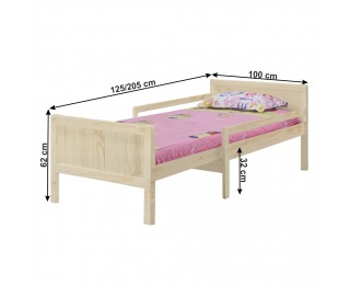 Jednolôžková posteľ s nastaviteľnou dĺžkou Eunika 90x200 cm - prírodná