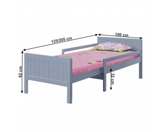 Jednolôžková posteľ s nastaviteľnou dĺžkou Eunika 90x200 cm - sivá