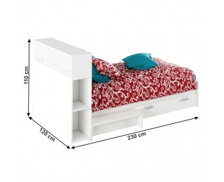 Jednolôžková posteľ s úložným priestorom Alexia 90x200 cm - biela
