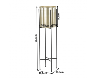 Kovový kvetináč Jude Typ 2 - čierna / zlatá