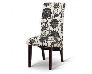 Jedálenská stolička Judy 2 New - biela / čierne kvety / tmavý orech
