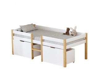 Detská posteľ s úložným priestorom Juna 90x200 cm - biela / dub