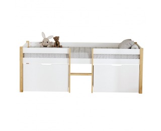 Detská posteľ s úložným priestorom Juna 90x200 cm - biela / dub