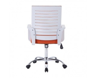 Kancelárska stolička s podrúčkami Cage - oranžová / biela / chróm