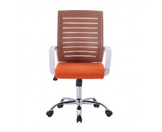 Kancelárska stolička s podrúčkami Cage - oranžová / biela / chróm