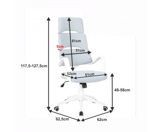 Kancelárske kreslo s podrúčkami Visar - svetlosivá / biela