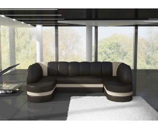 Rohová sedačka U s rozkladom Kaserta L/P - tmavohnedá / béžová Rohová sedačka U s rozkladom Kaserta L/P - tmavohnedá / béžová