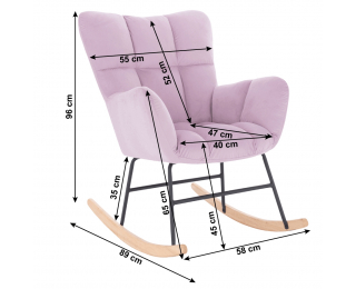 Dizajnové hojdacie kreslo Kemaro - ružová / čierna / prírodná