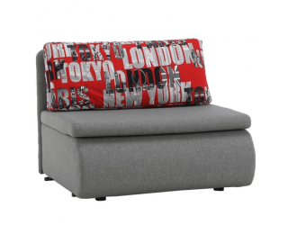 Rozkladacie kreslo s úložným priestorom Keny New - sivá / vzor (Tokyo red)