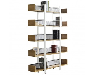 Regál Kilis Typ 2 - biela / čierna / akácia