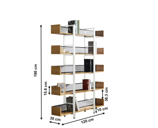 Regál Kilis Typ 2 - biela / čierna / akácia