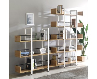 Regál Kilis Typ 2 - biela / čierna / akácia