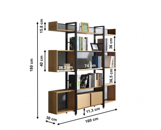 Regál Kilis Typ 4 - čierna / akácia