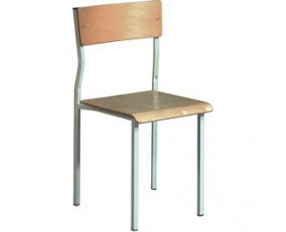 Kovová stolička z uzavretého štvorcového profilu KJ-01 - svetlosivá / buk