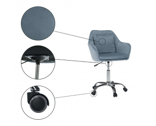 Kancelárske kreslo Klian - modrá (Velvet) / chróm