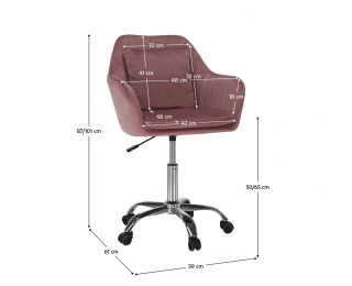 Kancelárske kreslo Klian - ružová (Velvet) / chróm