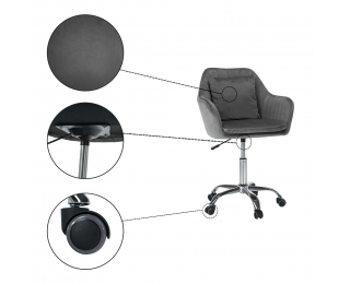 Kancelárske kreslo Klian - sivá (Velvet) / chróm