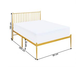 Kovová jednolôžková posteľ s roštom Zahara 90x200 cm - zlatá