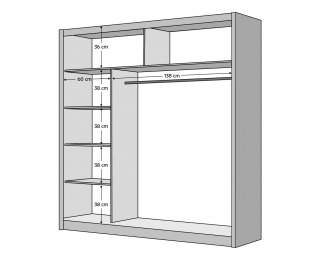 Šatníková skriňa s posuvnými dverami Ladder 203 - biela / dub craft