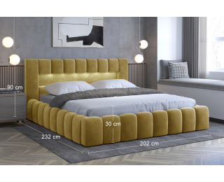 Čalúnená manželská posteľ s roštom Lamia DUP 180 - zlatá