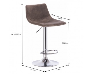 Barová stolička Lenox - sivohnedá / chróm