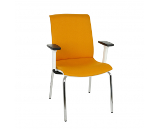 Konferenčná stolička s podrúčkami Libon 4L WT R1 - žltá / biela / chróm