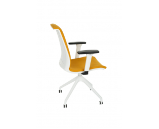 Konferenčná stolička s podrúčkami Libon Cross Roll WT R1 - žltá / biela