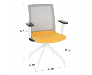 Konferenčná stolička s podrúčkami Libon Cross WS R1 - žltá / sivá / biela