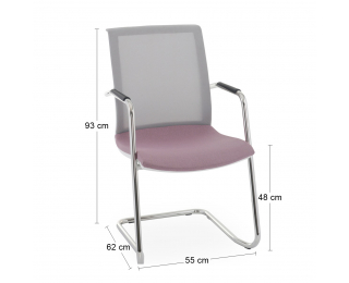 Konferenčná stolička s podrúčkami Libon V WS Arm - staroružová / sivá / biela / chróm