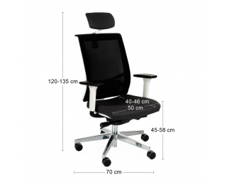 Kancelárska stolička s podrúčkami Libon WS HD - čierna / biela / chróm