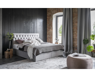 Čalúnená manželská posteľ s úložným priestorom Liborn 140 - svetlosivá