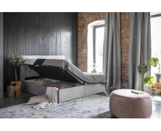 Čalúnená manželská posteľ s úložným priestorom Liborn 140 - svetlosivá