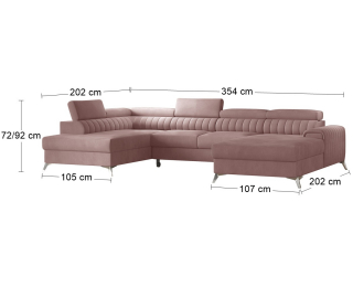 Rohová sedačka U s rozkladom a úložným priestorom Lignan U L - tmavoružová