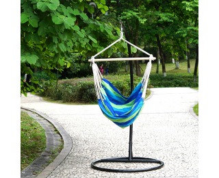 Závesné hojdacie kreslo Lindo New - biela / zelené pásy