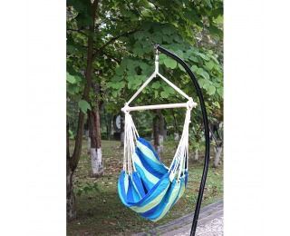 Závesné hojdacie kreslo Lindo New - biela / zelené pásy