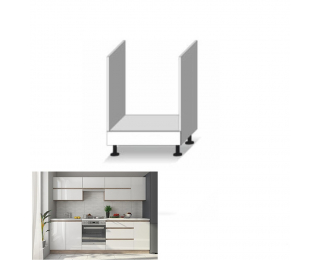 Kuchynská skrinka na sporák Line White D60 KU - biely vysoký lesk / dub sonoma Kuchynská skrinka na sporák Line White D60 KU - biely vysoký lesk / dub sonoma