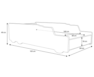 Detská posteľ s matracom Lorry 80x160 cm - červená / biela