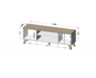 TV stolík Lotta 160 2D2K - biela / dub sonoma