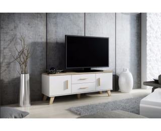 TV stolík Lotta 140 2D2S - biela / dub sonoma