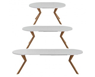 Rozkladací jedálenský stôl Lukos 100-250/75,5 cm - biela / dub