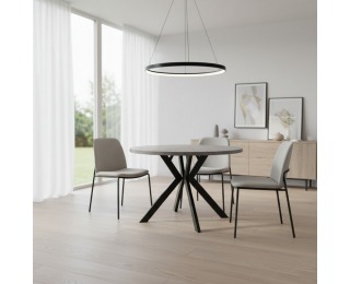 Rozkladací jedálenský stôl Lukos 100-250/75,5 cm - svetlý betón / čierna