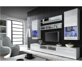 Obývacia stena Luna - biela / biely lesk Obývacia stena Luna - biela / biely lesk