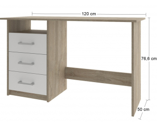 Písací stôl Makodi - dub sonoma / biela