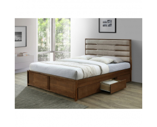 Manželská posteľ s roštom a úložným priestorom Betra 160 - orech / béžová