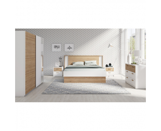 Manželská posteľ Simpla 160 - biela / dub divoký