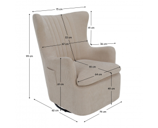 Relaxačné otočné kreslo Maren - sivobéžová